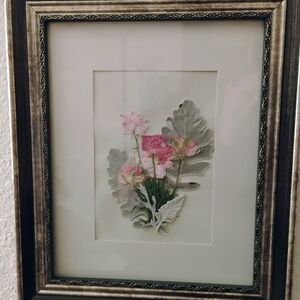 Elegant Pink Floral Wall Art in Silver Frame